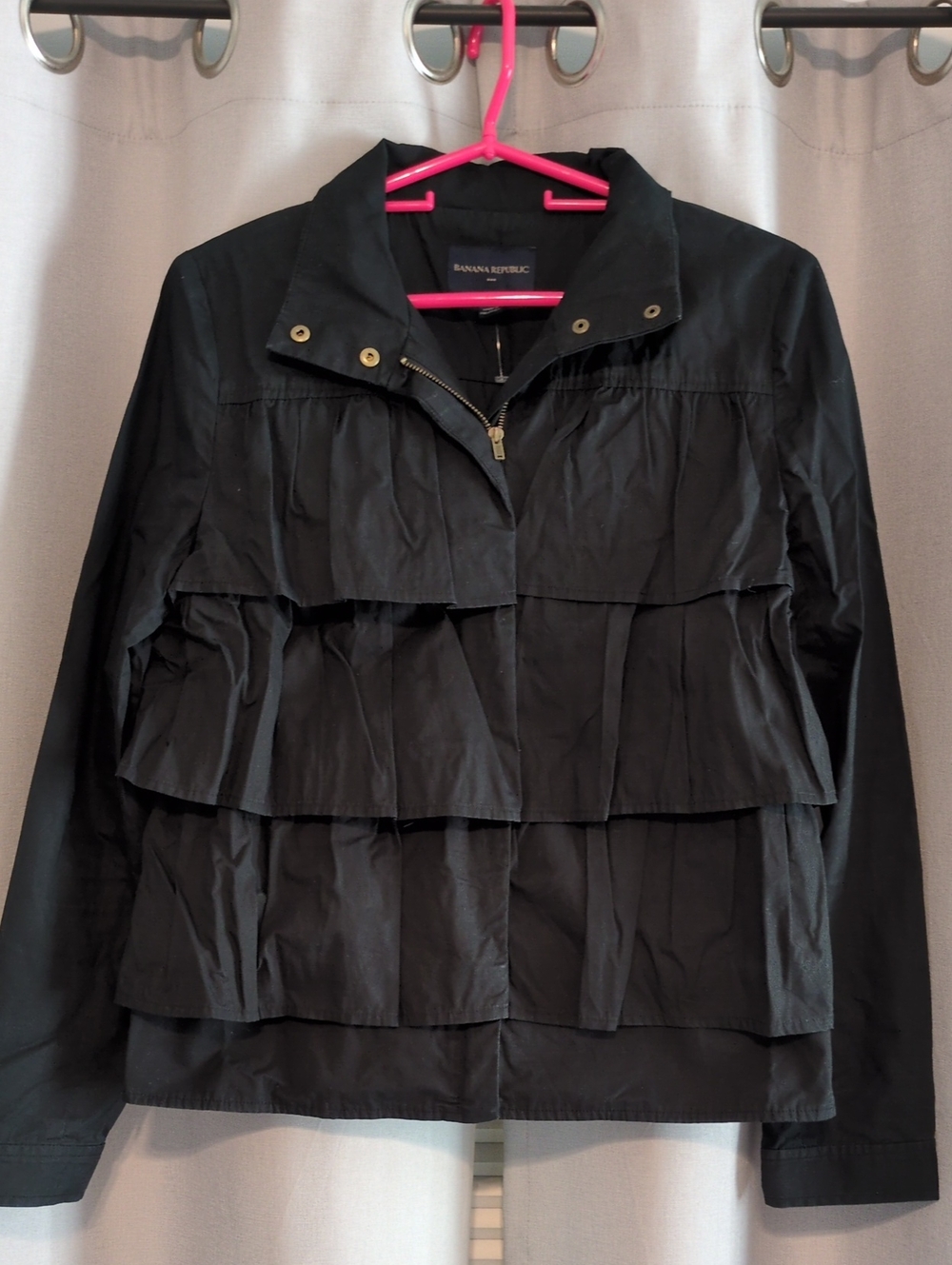 Banana Republic Black Tiered Ruffle Utility Jacket